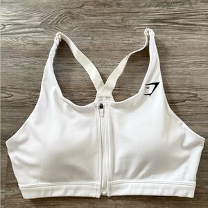 Gymshark White Zip Up Sports Bra
